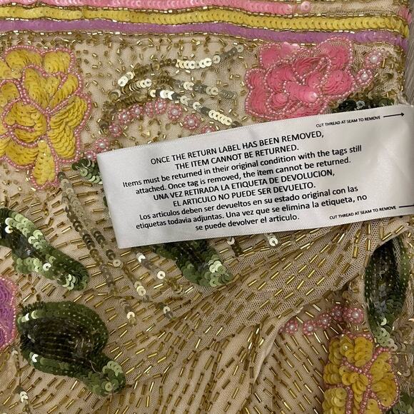 MAC DUGGAL 5420 Beaded Floral V-Neck Cap Sleeve Slit Gown Nude Multi 6 NEW - Picture 8 of 9